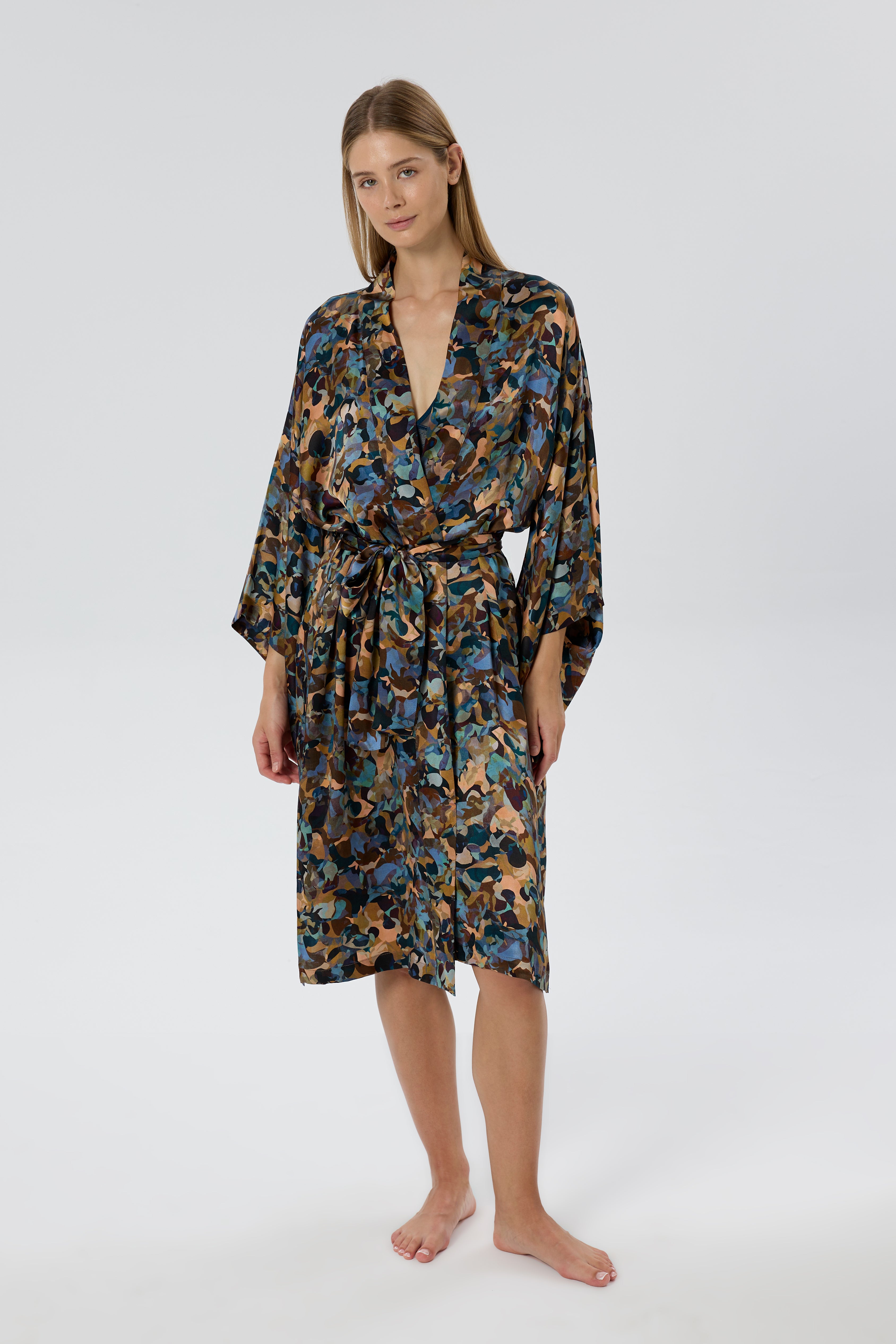 Ebru Silk Robe/Kimono | Multi