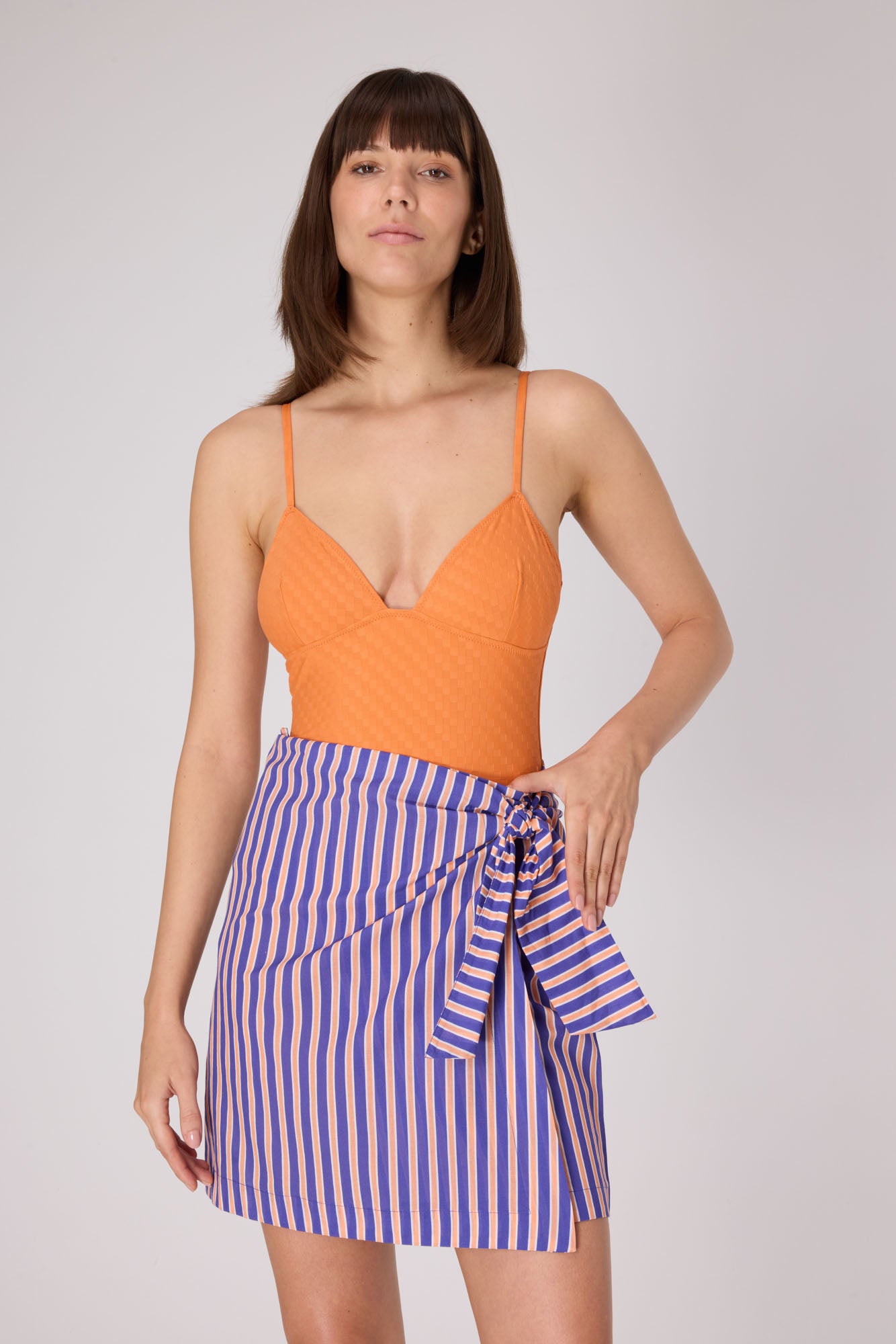 Porto Wrapped Skirt | Iris / Persimmon