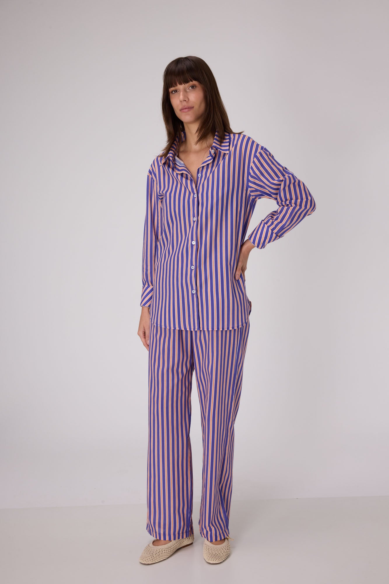 Porto Relaxed Shirt | Iris / Persimmon
