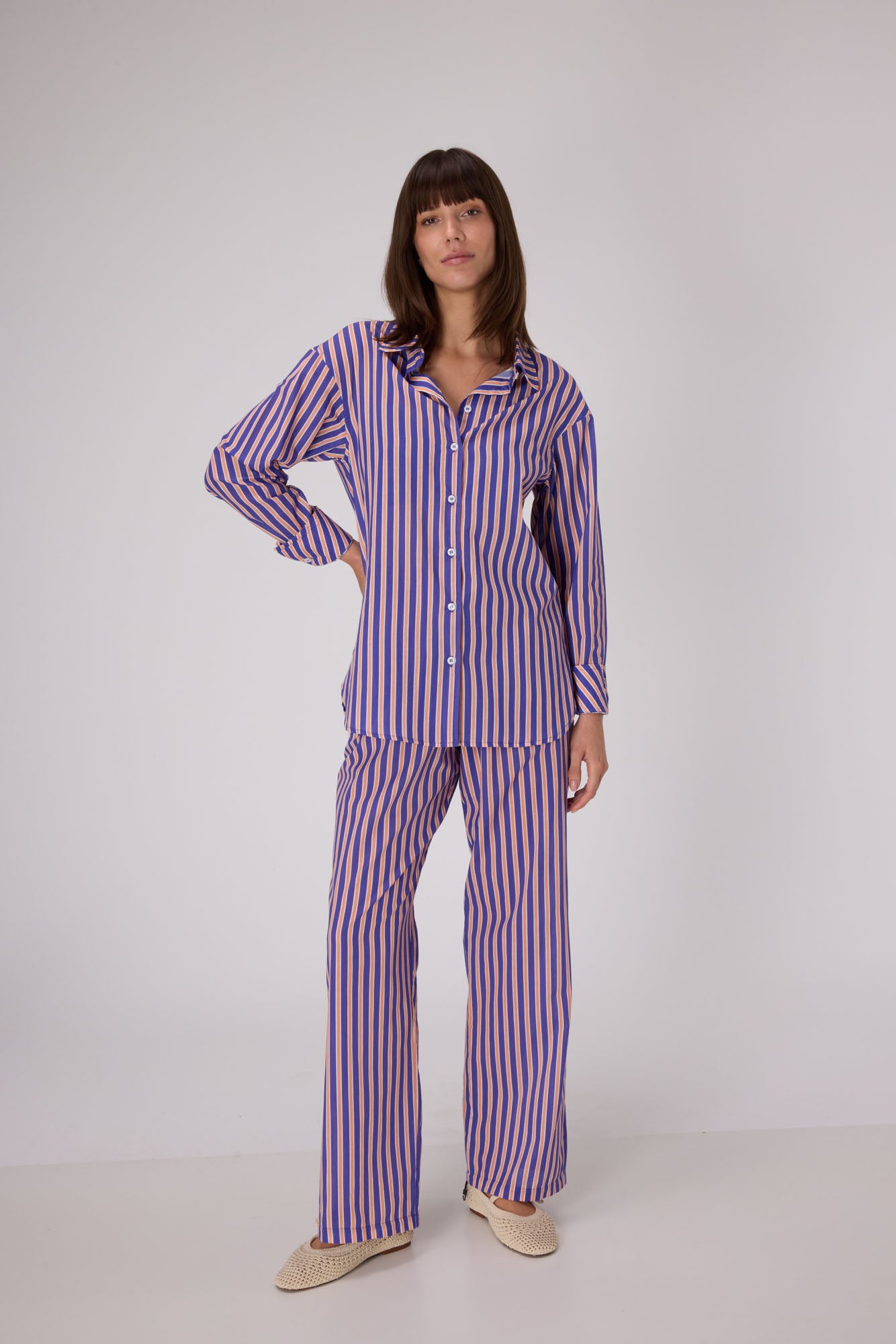 Porto Relaxed Shirt | Iris / Persimmon