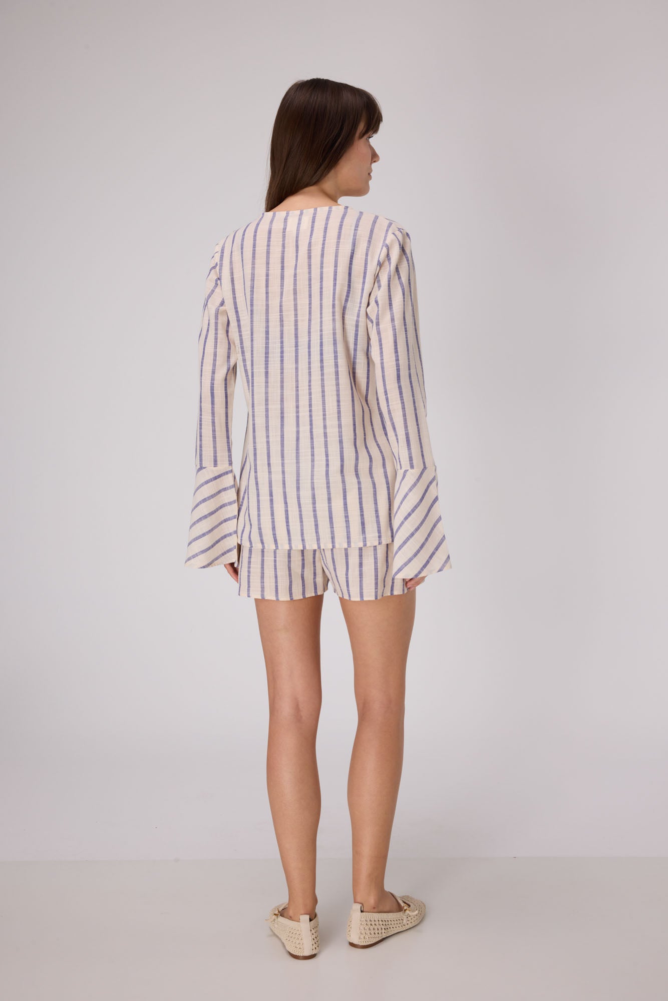 Horizon Tie Front Shirt Top | Iris