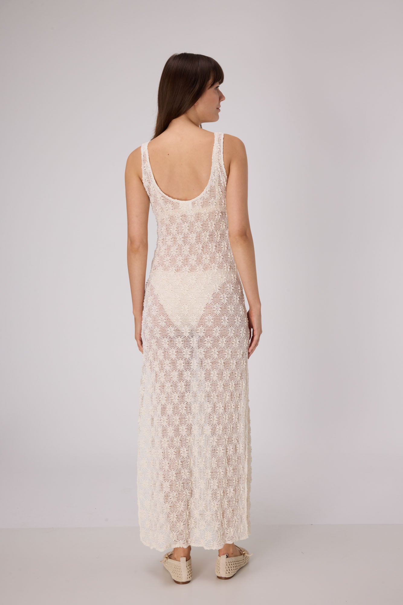 Handloom Maxi Dress | Cream