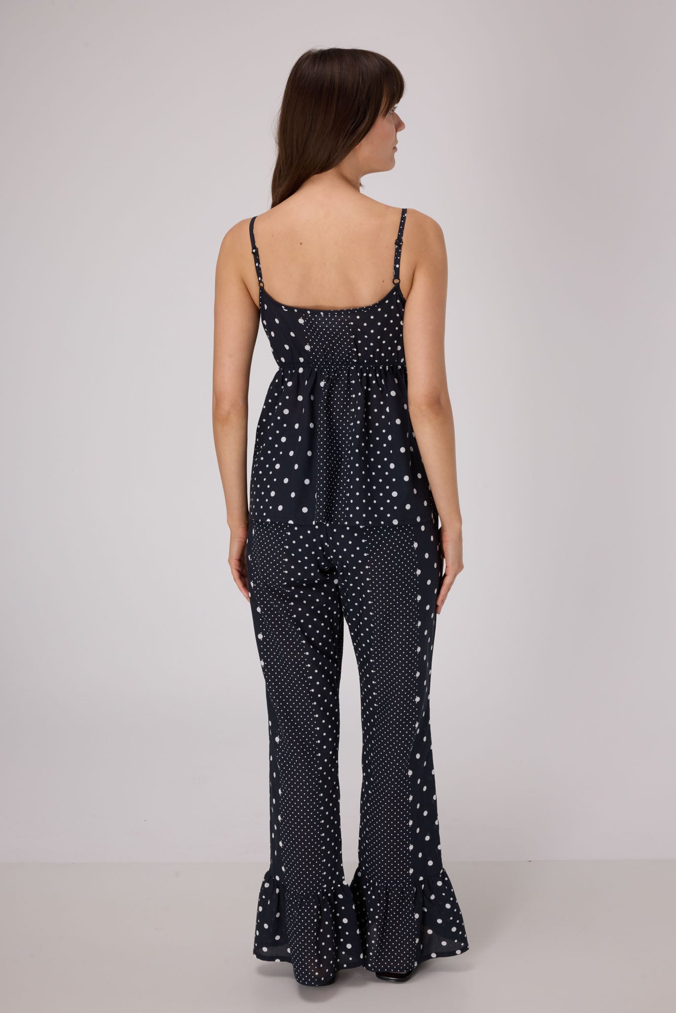 Polka Dot Cotton Pants | Black