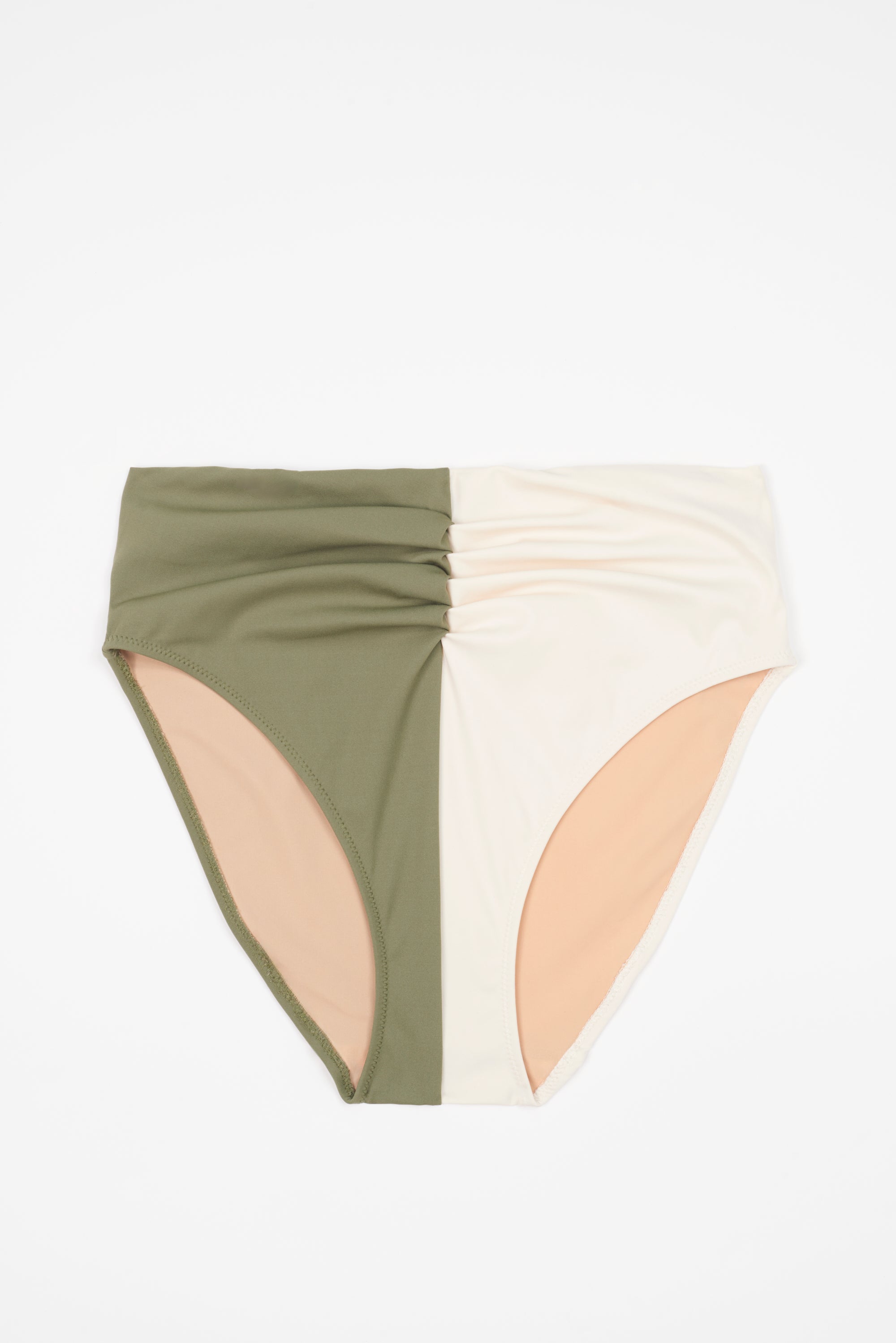 Paros High Waist Bikini Bottom | Olive/Cream