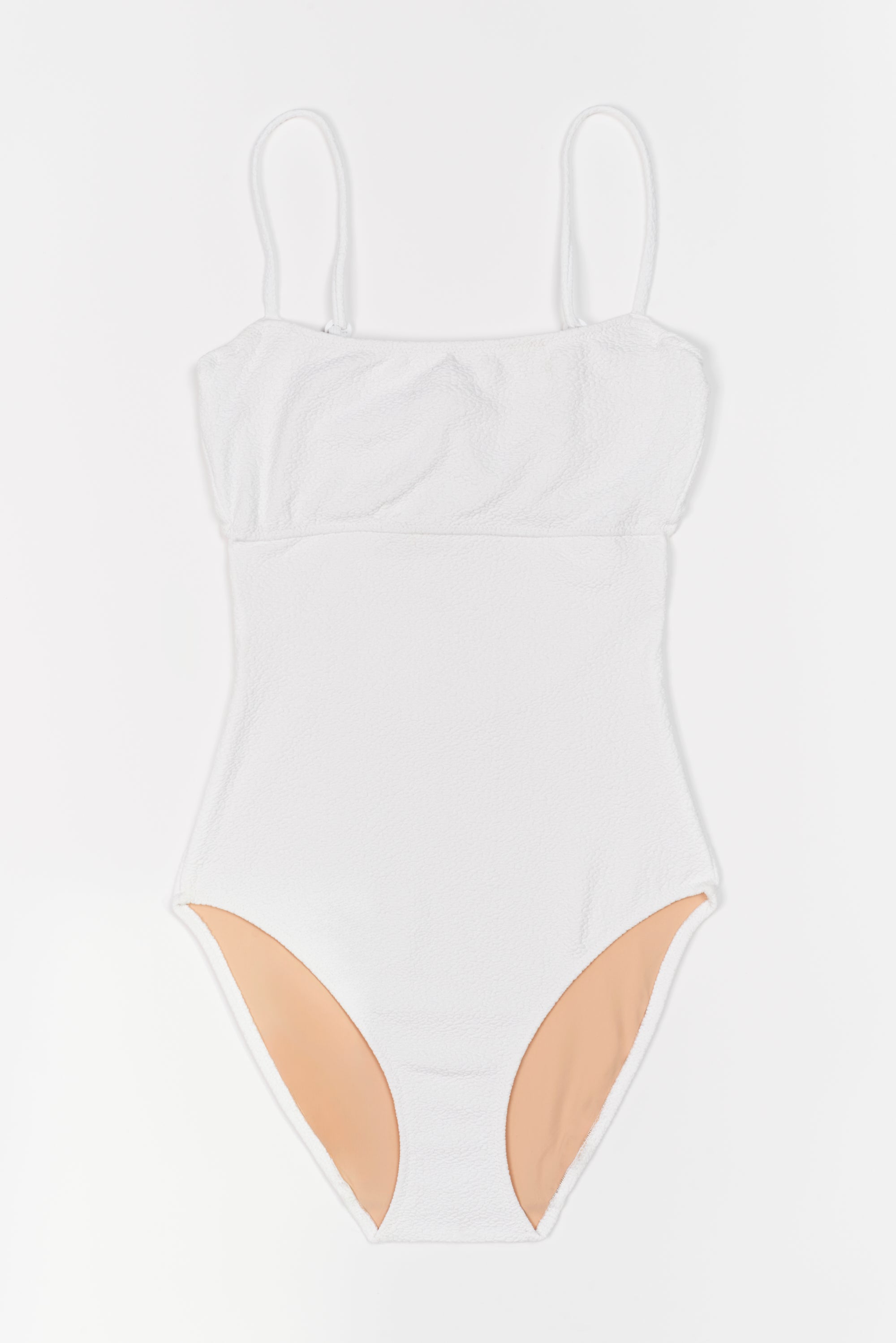 Boucle U/W Square Neck One Piece Suit | White