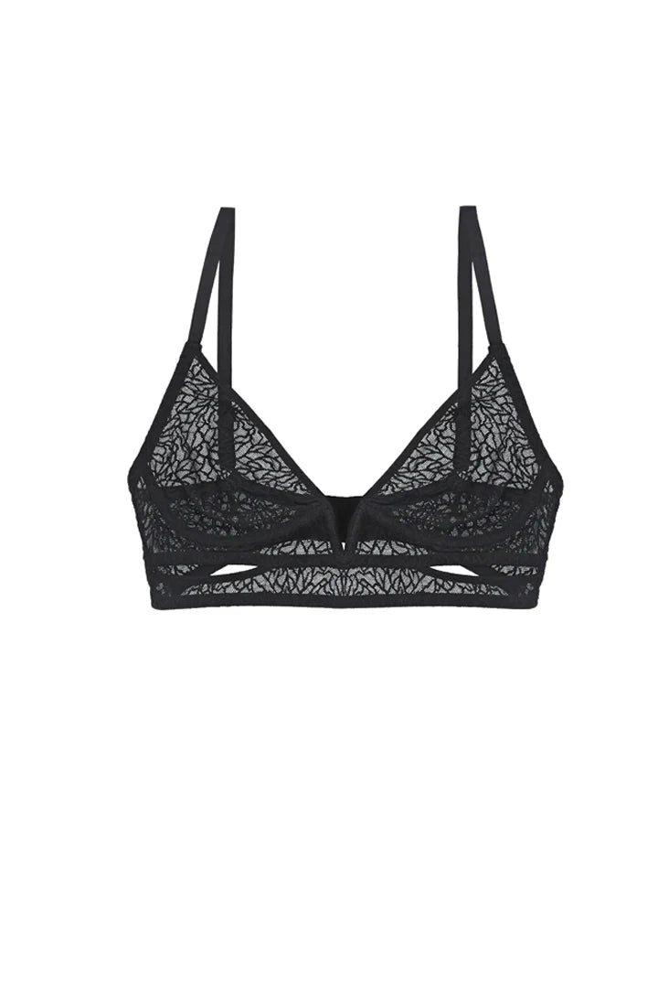 Zoe Soft Cut Out V Bra | Black
