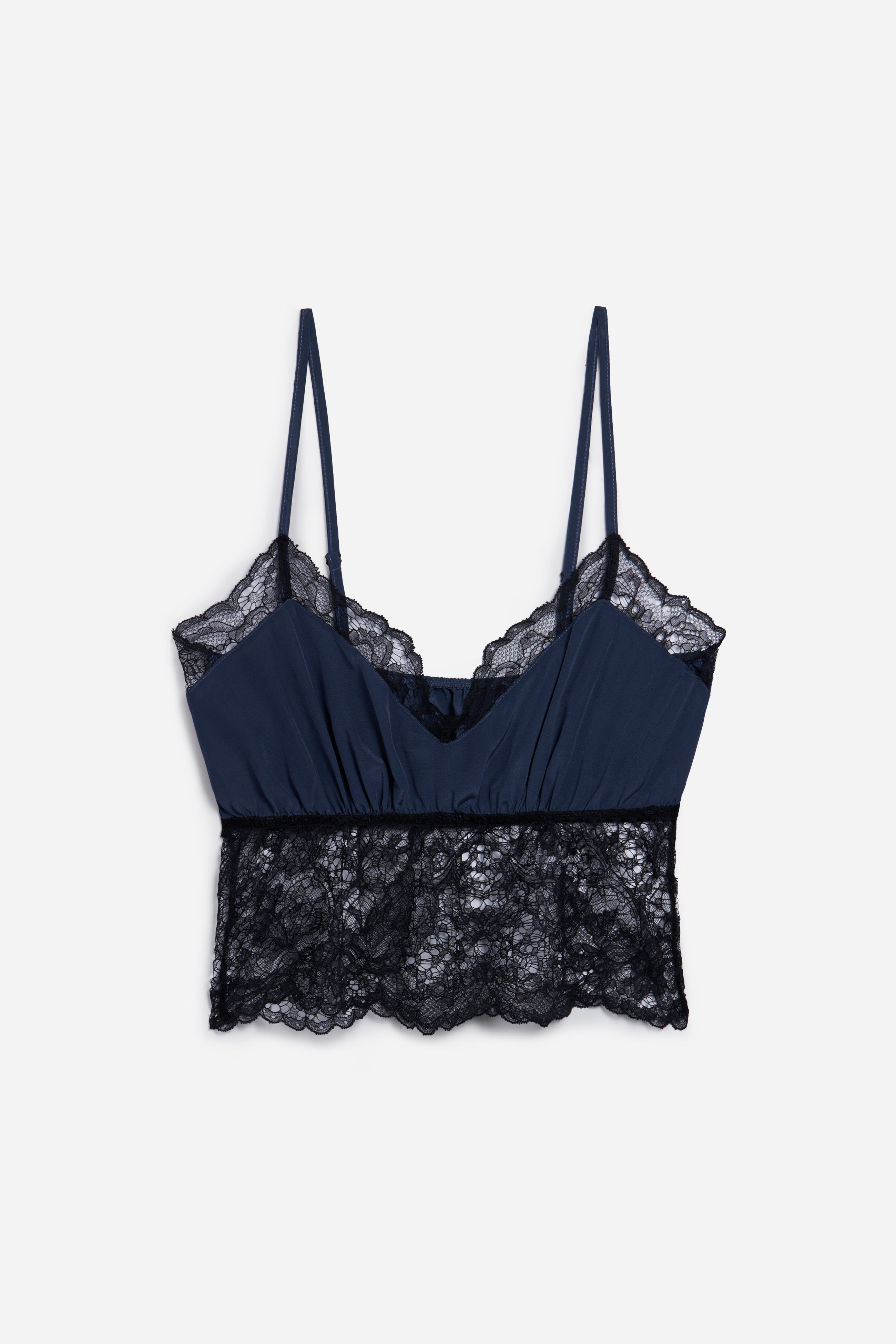 Colette Silk/Lace Cropped Top | Midnight Black