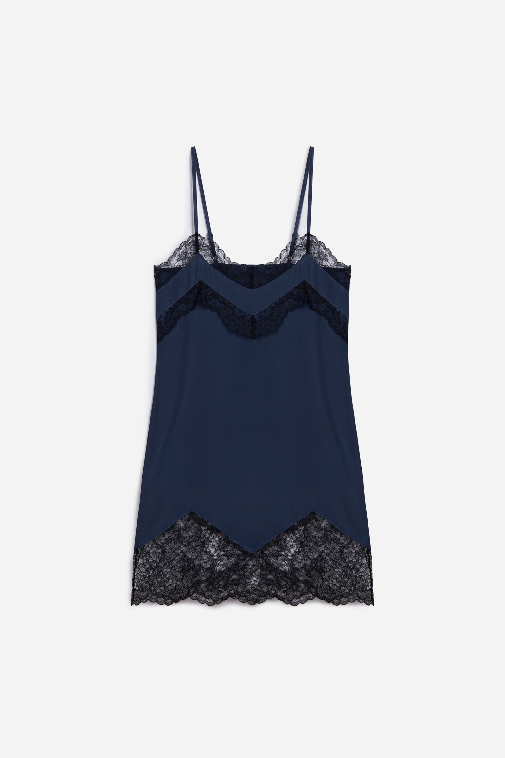 Colette Silk Lace Slip Dress Midnight