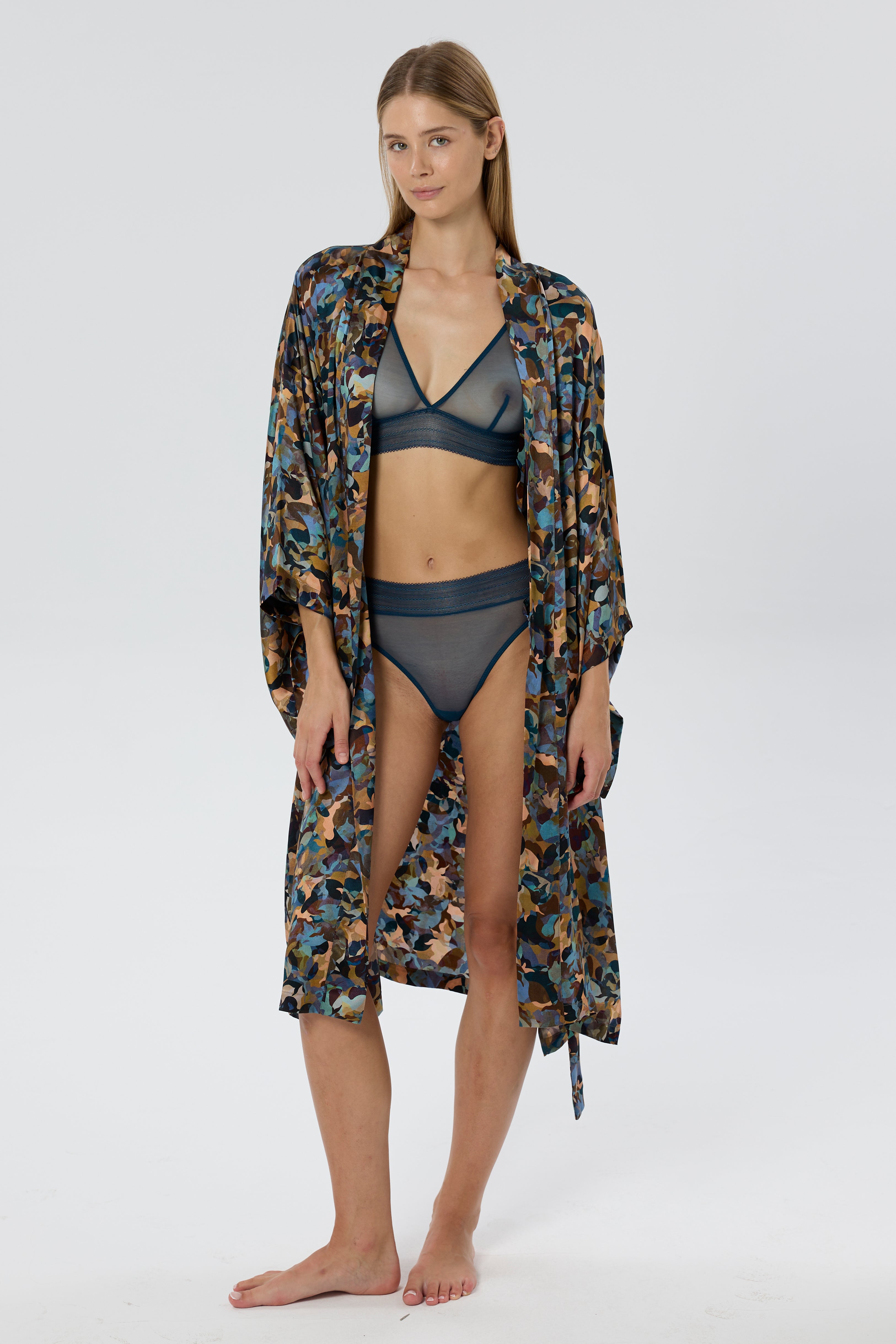Ebru Silk Robe/Kimono | Multi