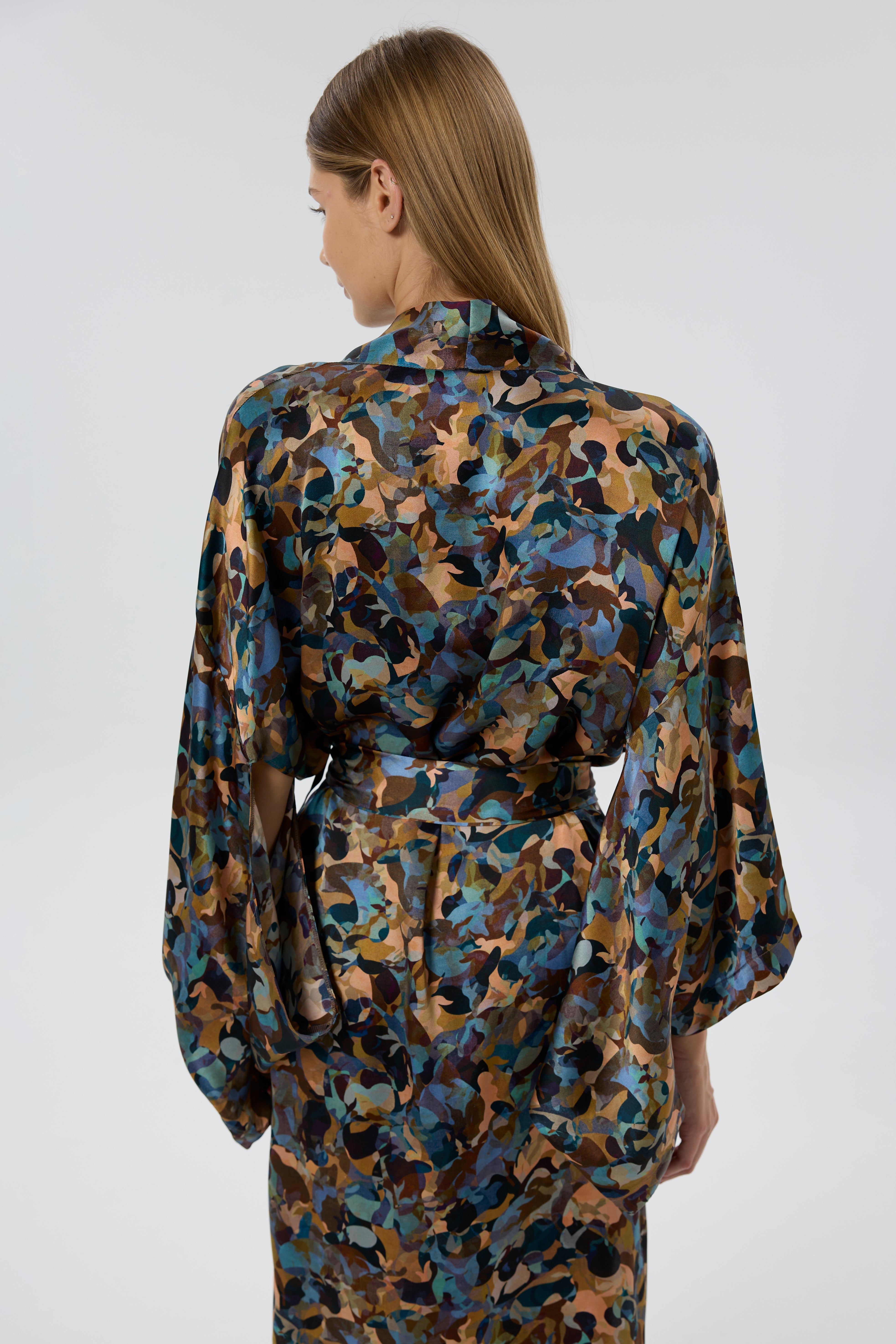 Ebru Silk Robe/Kimono | Multi