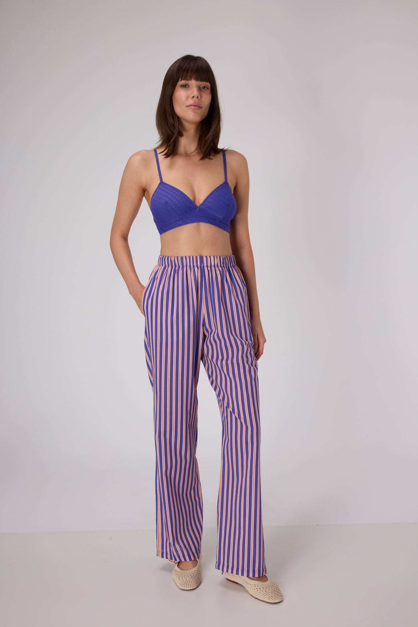 Porto Relaxed Pants  | Iris / Persimmon