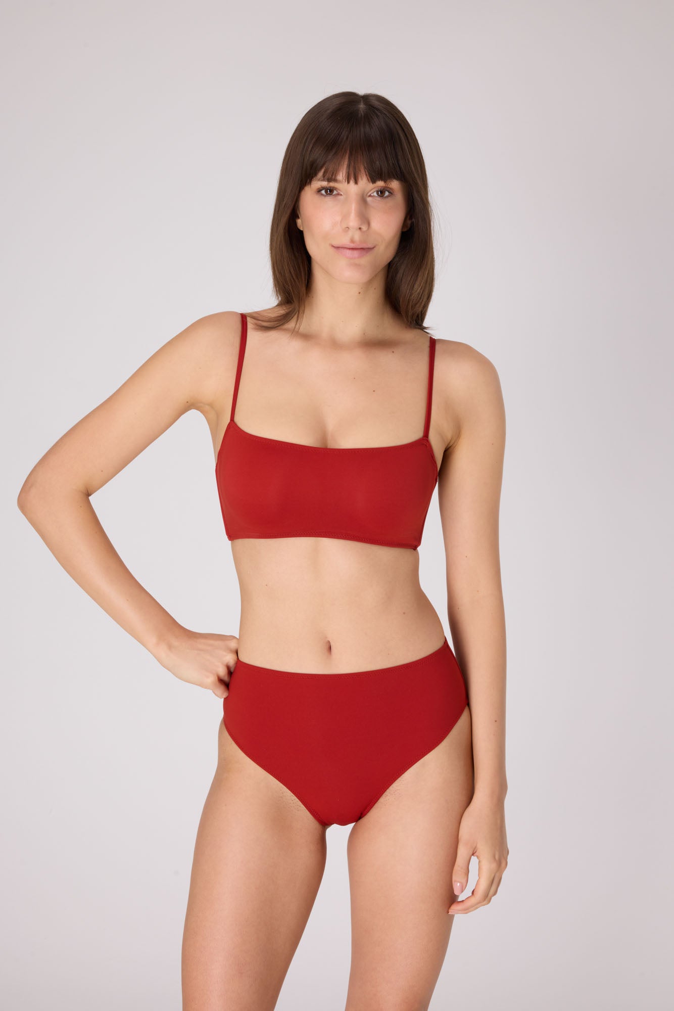 Essential High Waist Bikini Bottom | Crimson