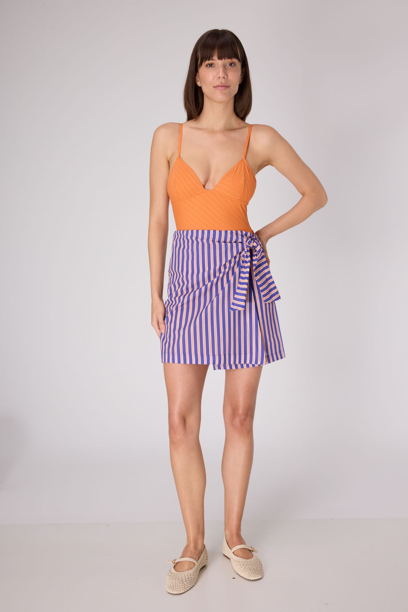 Porto Wrapped Skirt  | Iris / Persimmon