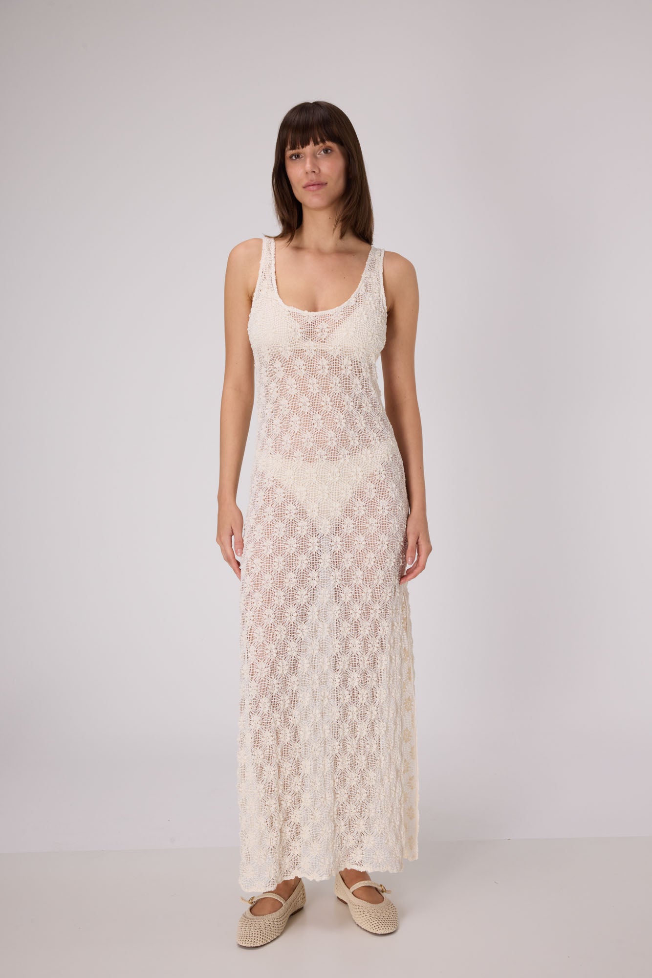 Handloom Maxi Dress  | Cream