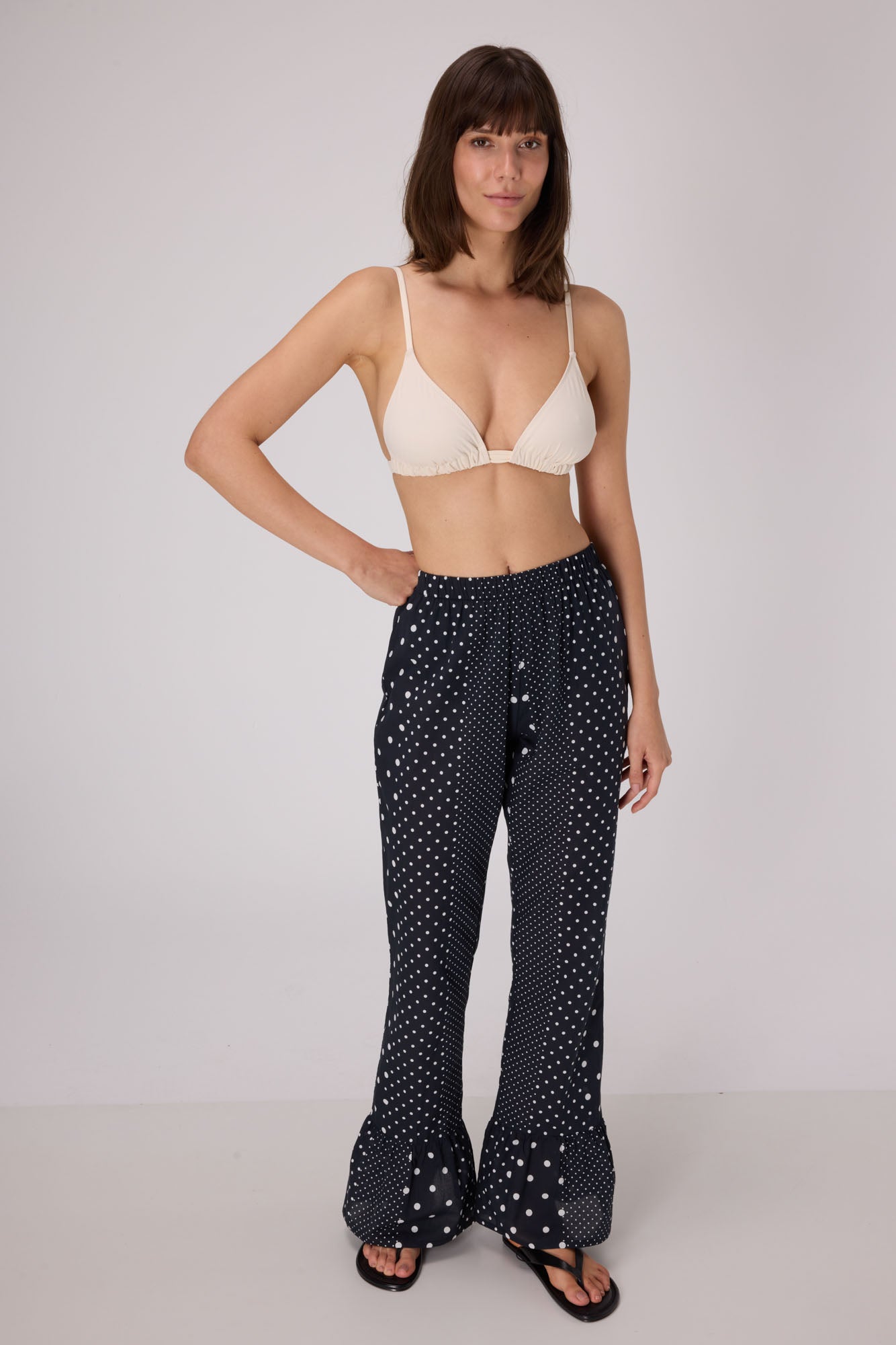 Polka Dot Cotton Pants | Black
