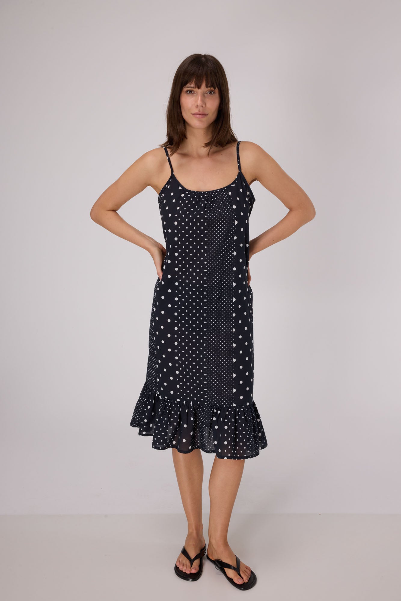 Polka Dot Slip Dress  | Black