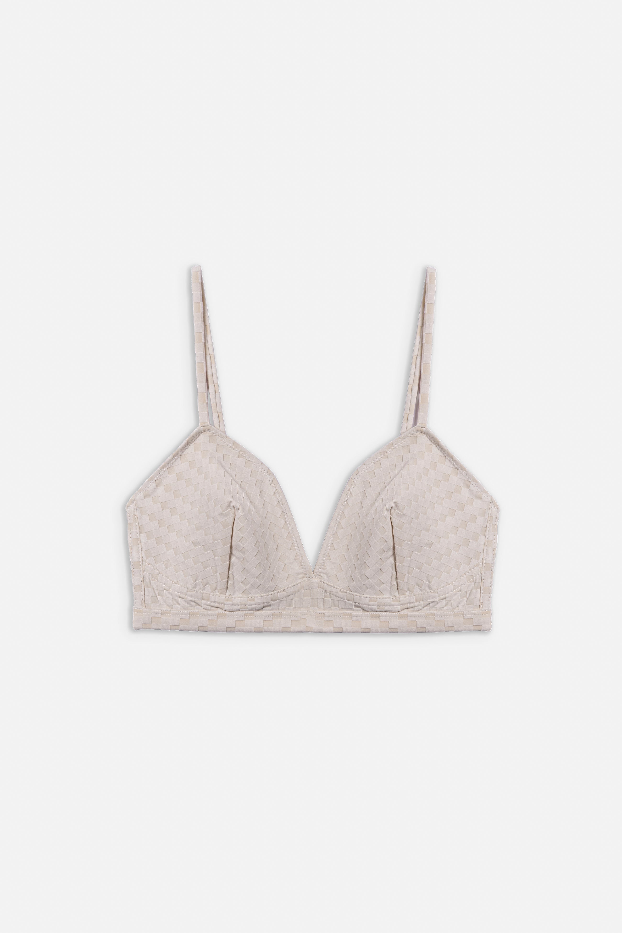 Mosaic Triangle Bikini Top | Cream