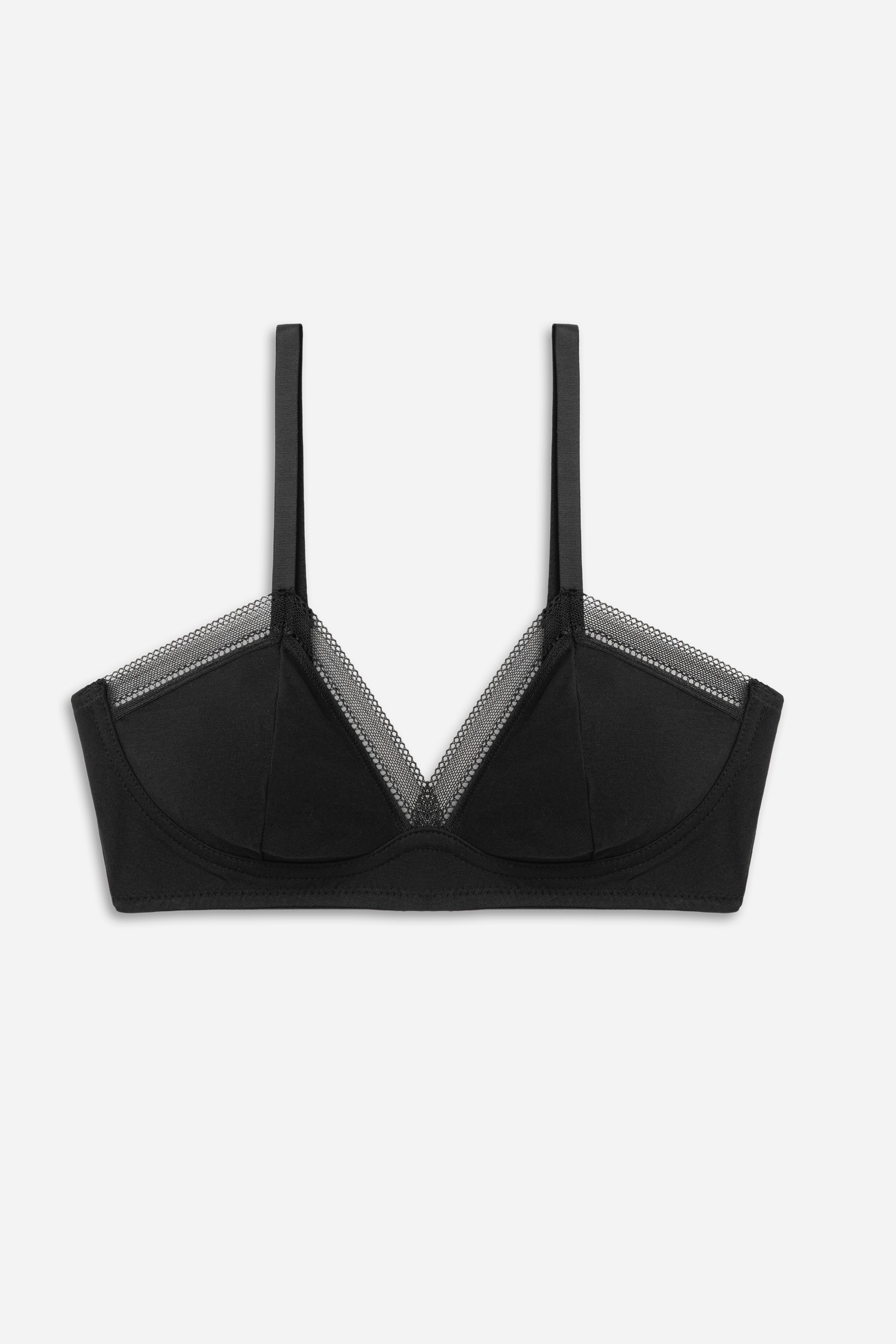 Signature Cotton Soft Triangle Bra | Black