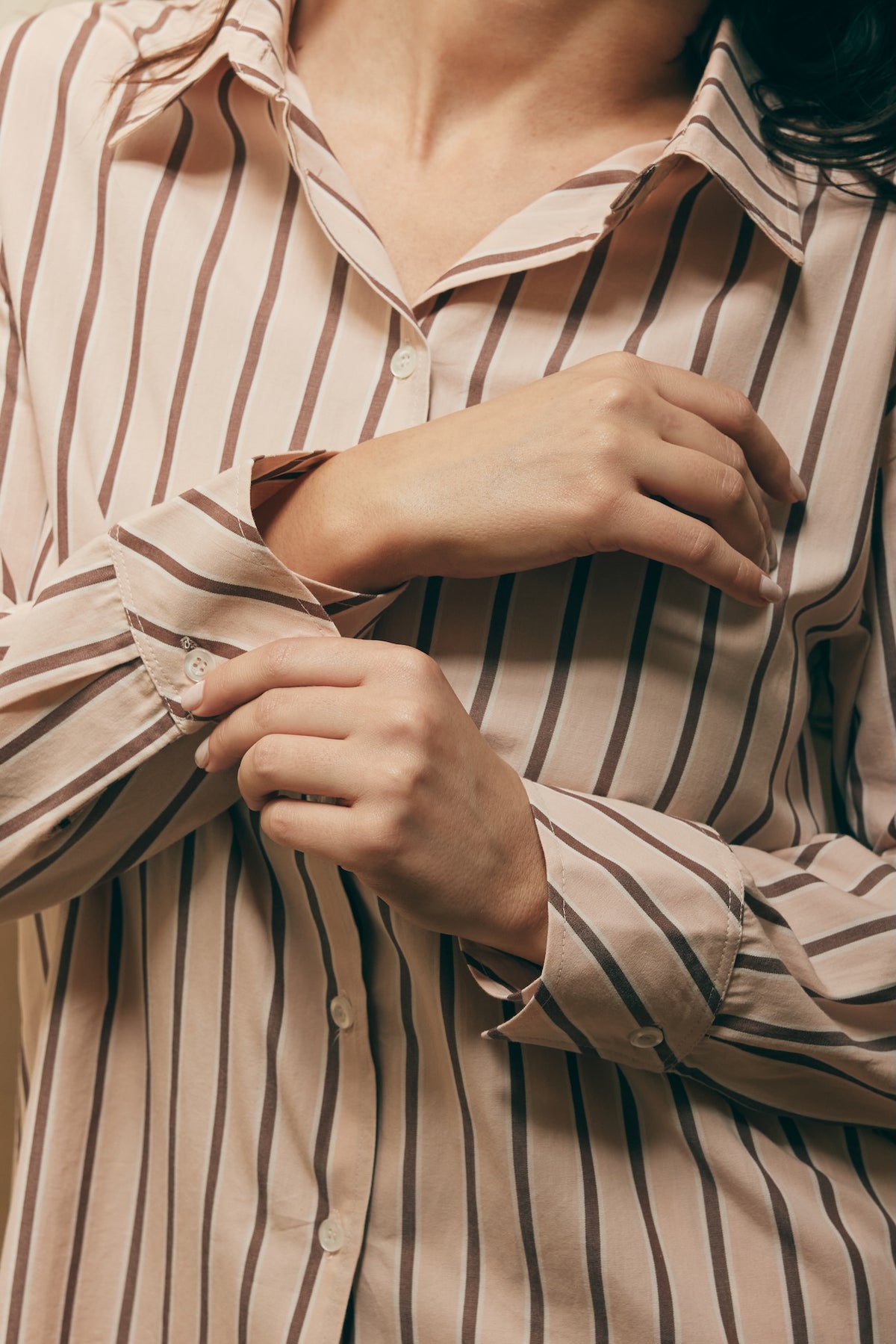Weekend Striped PJ Set | Soft Pink & Brown