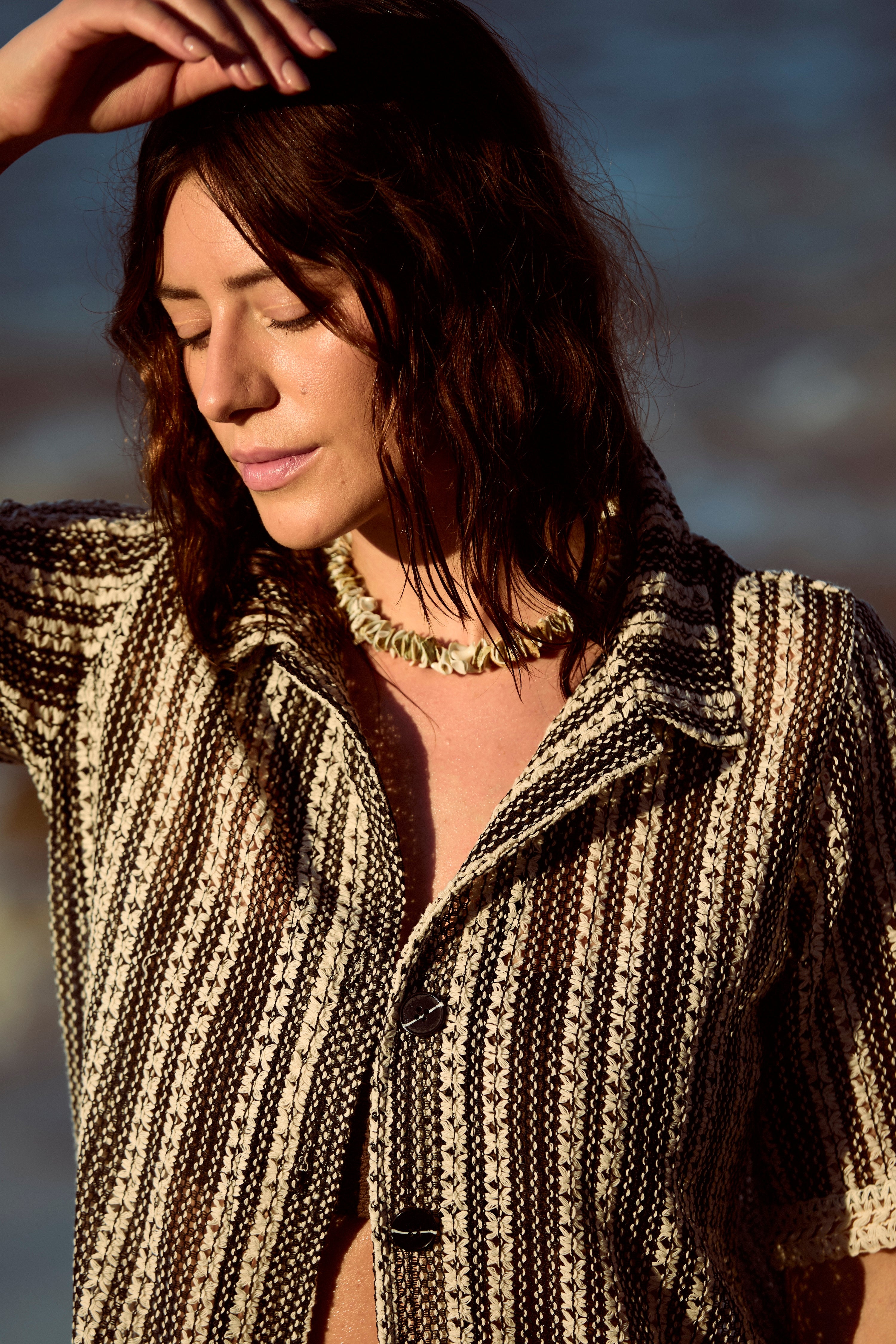 Santorini Knit Button Shirt | Black