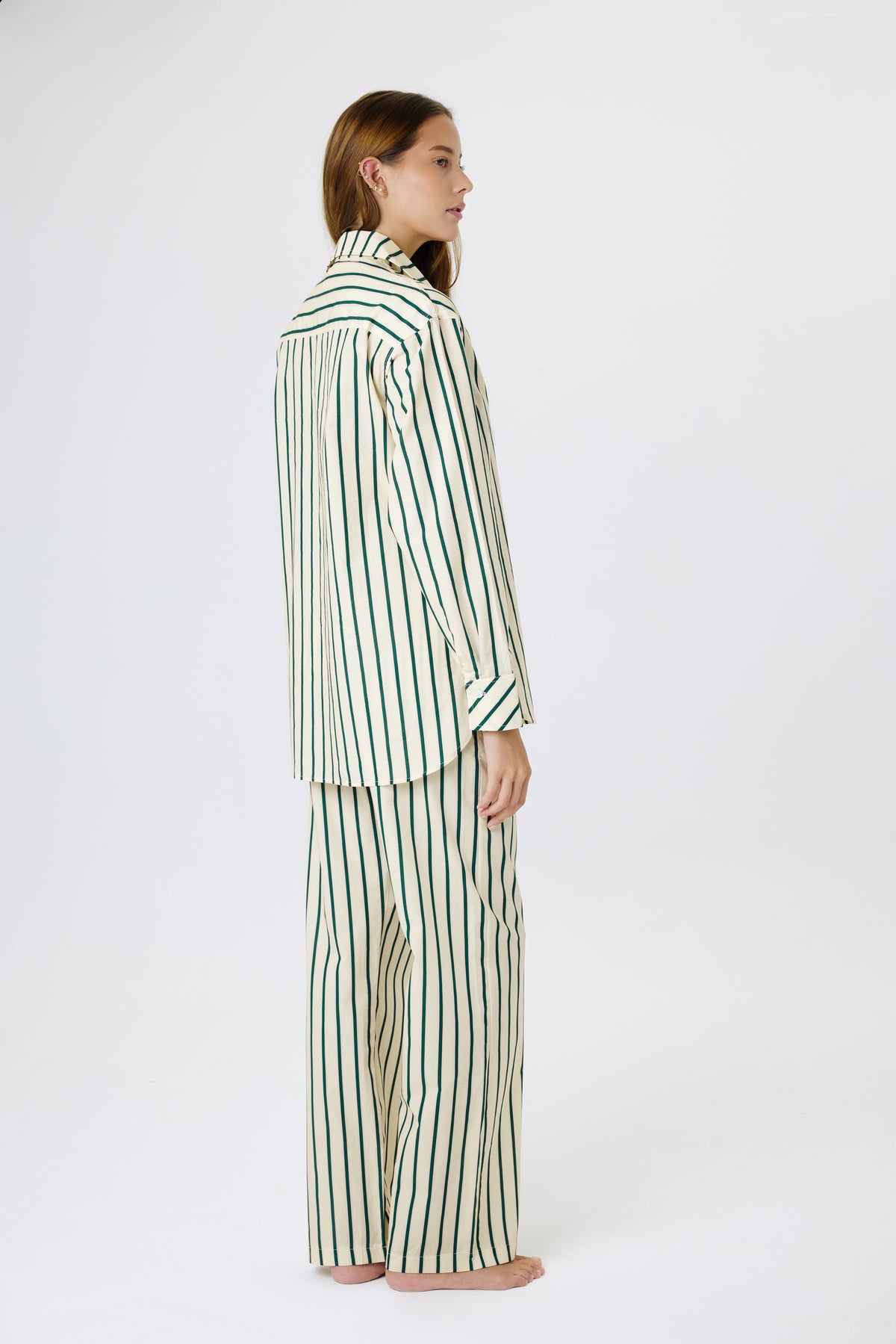 Weekend Striped PJ Set | Butter Milk & Emerald