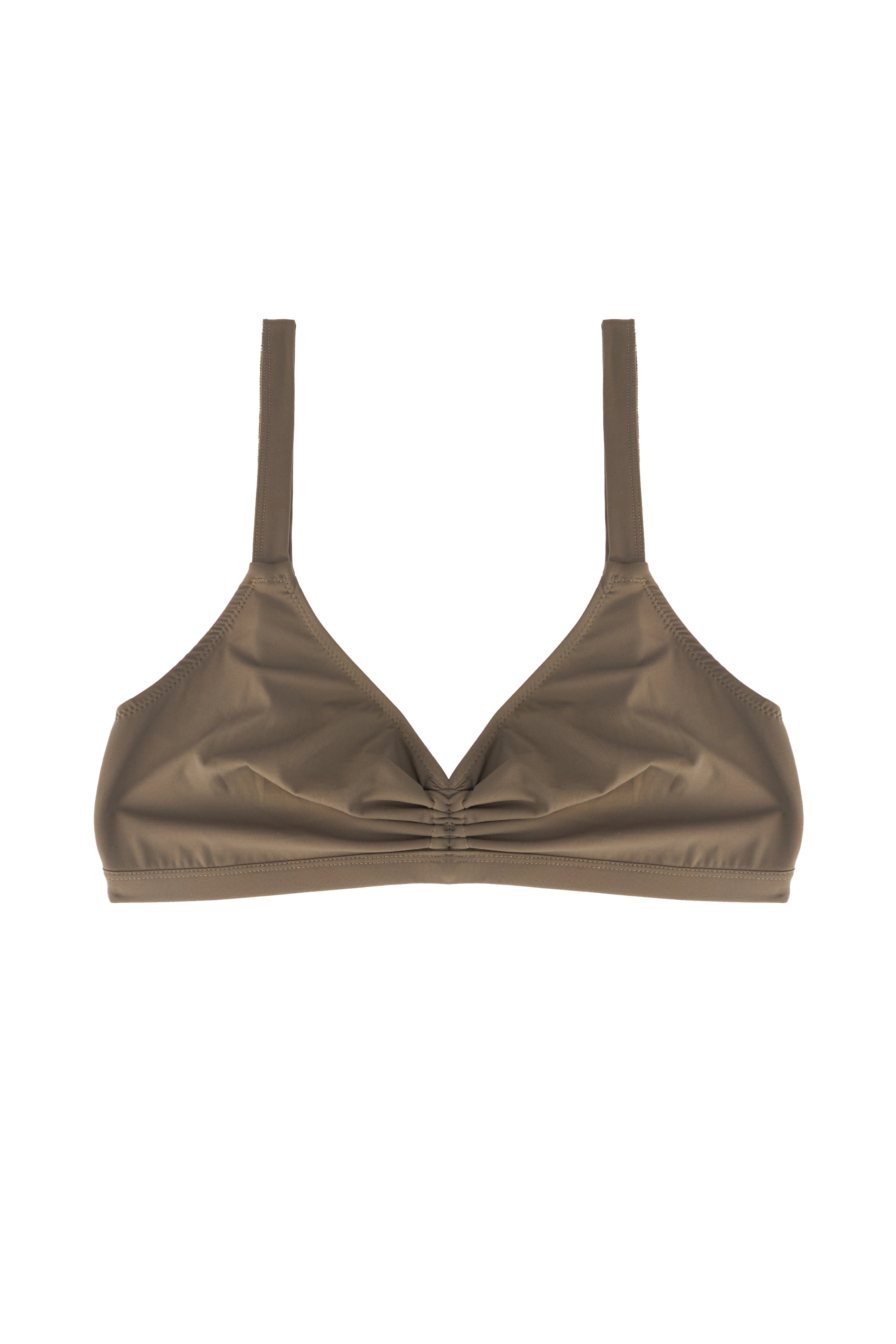 Olivia Ruched Triangle Bikini Top | Khaki